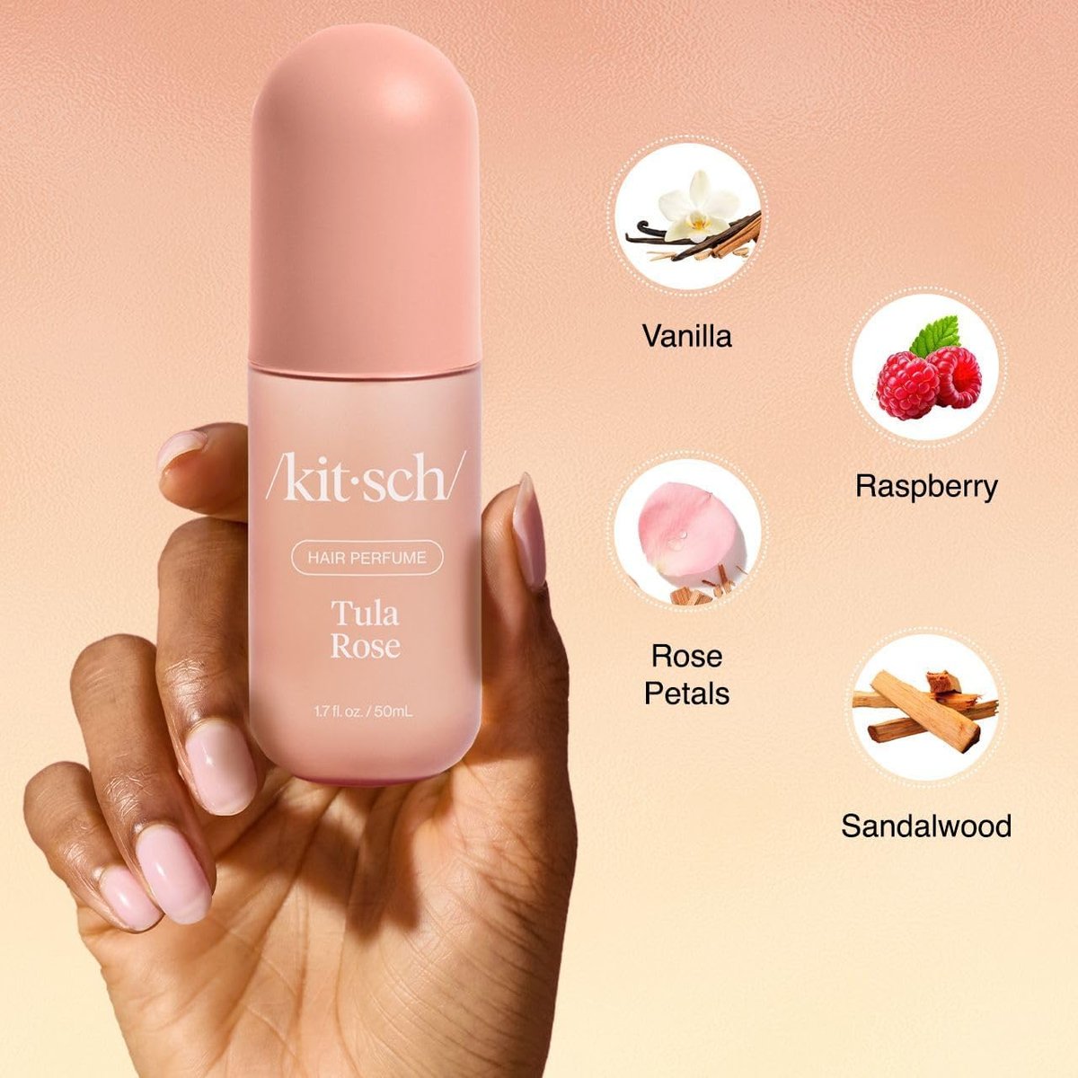Kitsch Hair Perfume for Women - Tula Rose | Clean, Deodorizing & Patented Odor-Eliminating Technology Hair Spray & Body Mist - Floral Vanilla Scent – 50mL - görsel 9