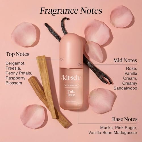 Kitsch Hair Perfume for Women - Tula Rose | Clean, Deodorizing & Patented Odor-Eliminating Technology Hair Spray & Body Mist - Floral Vanilla Scent – 50mL - görsel 14