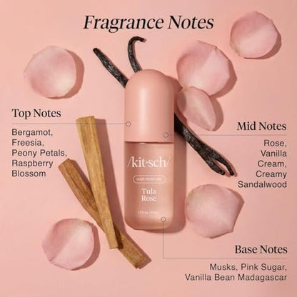 Kitsch Hair Perfume for Women - Tula Rose | Clean, Deodorizing & Patented Odor-Eliminating Technology Hair Spray & Body Mist - Floral Vanilla Scent – 50mL