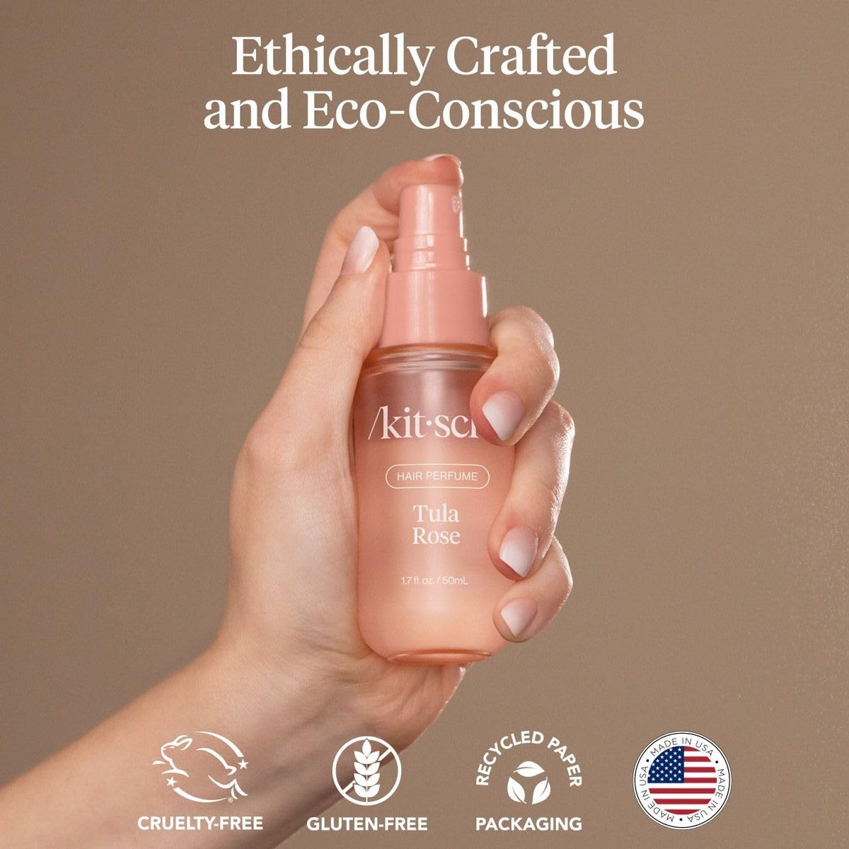 Kitsch Hair Perfume for Women - Tula Rose | Clean, Deodorizing & Patented Odor-Eliminating Technology Hair Spray & Body Mist - Floral Vanilla Scent – 50mL - görsel 11