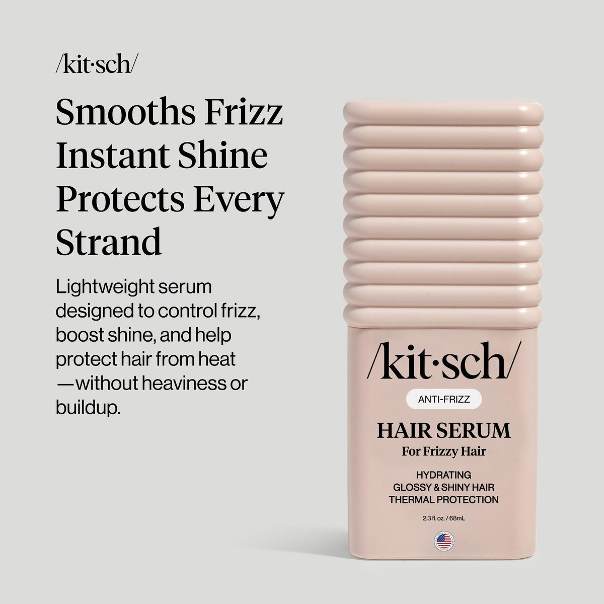 Kitsch Frizz Control Hair Serum - Lightweight Anti Frizz Serum for Curly Hair with Heat Protection, Adds Glossy Shine, Smooths Flyaways, Safe for Color Treated Hair - 2.3 fl oz - görsel 3