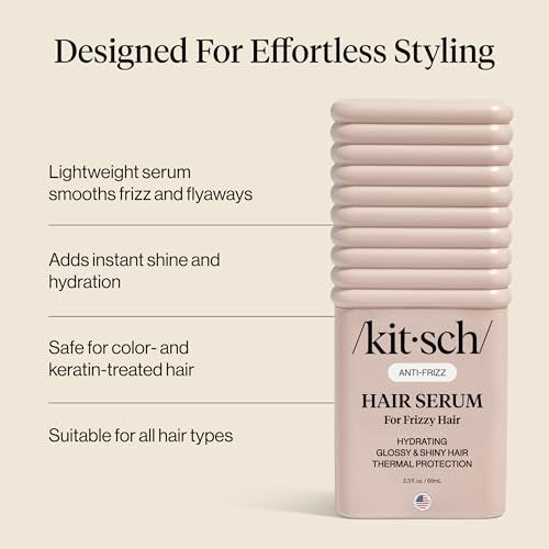 Kitsch Frizz Control Hair Serum - Lightweight Anti Frizz Serum for Curly Hair with Heat Protection, Adds Glossy Shine, Smooths Flyaways, Safe for Color Treated Hair - 2.3 fl oz - görsel 12
