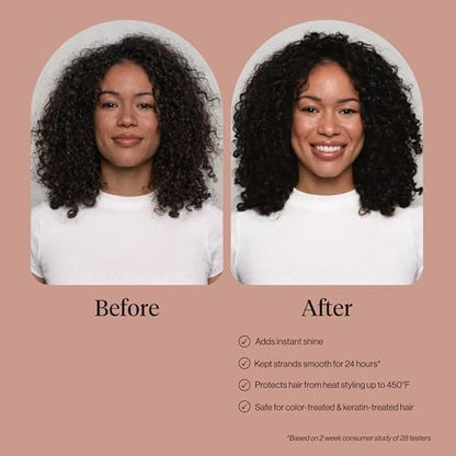Kitsch Frizz Control Hair Serum - Lightweight Anti Frizz Serum for Curly Hair with Heat Protection, Adds Glossy Shine, Smooths Flyaways, Safe for Color Treated Hair - 2.3 fl oz