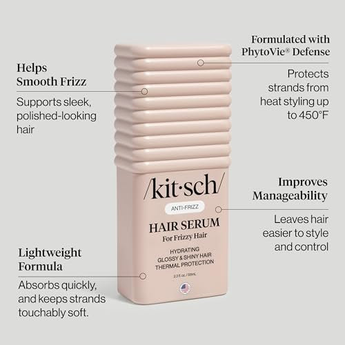 Kitsch Frizz Control Hair Serum - Lightweight Anti Frizz Serum for Curly Hair with Heat Protection, Adds Glossy Shine, Smooths Flyaways, Safe for Color Treated Hair - 2.3 fl oz - görsel 10