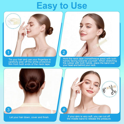 Netlkjonk Invisible Neck Tape for Sagging Skin – 60 PCS + 4 Strips Clear Lifting Tape, Turkey Neck Tightening Patches for Double Chin, Jowls & Wrinkles, Instant Face & Neck Lift for Makeup Avelisse