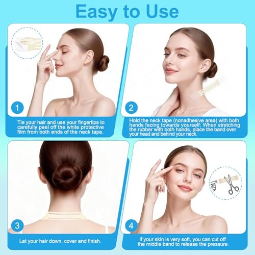 Netlkjonk Invisible Neck Tape for Sagging Skin – 60 PCS + 4 Strips Clear Lifting Tape, Turkey Neck Tightening Patches for Double Chin, Jowls & Wrinkles, Instant Face & Neck Lift for Makeup Avelisse
