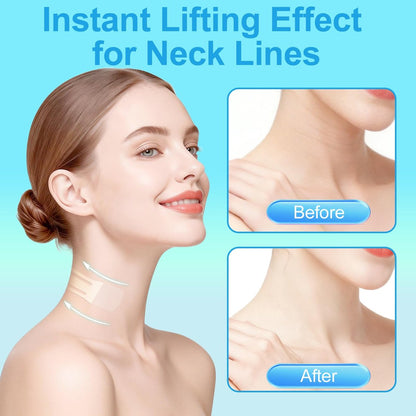 Netlkjonk Invisible Neck Tape for Sagging Skin – 60 PCS + 4 Strips Clear Lifting Tape, Turkey Neck Tightening Patches for Double Chin, Jowls & Wrinkles, Instant Face & Neck Lift for Makeup Avelisse