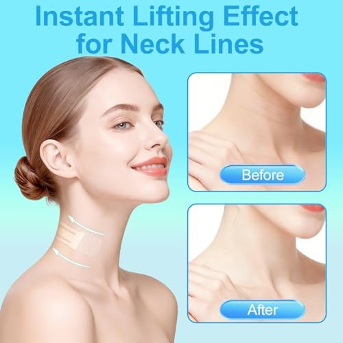 Netlkjonk Invisible Neck Tape for Sagging Skin – 60 PCS + 4 Strips Clear Lifting Tape, Turkey Neck Tightening Patches for Double Chin, Jowls & Wrinkles, Instant Face & Neck Lift for Makeup Avelisse