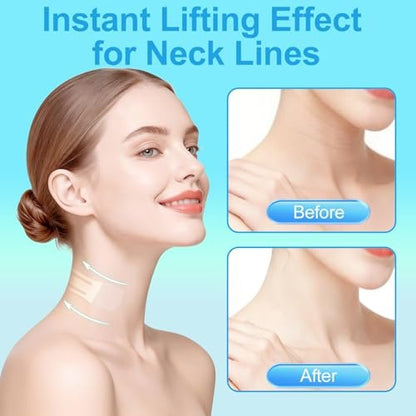 Netlkjonk Invisible Neck Tape for Sagging Skin – 60 PCS + 4 Strips Clear Lifting Tape, Turkey Neck Tightening Patches for Double Chin, Jowls & Wrinkles, Instant Face & Neck Lift for Makeup Avelisse