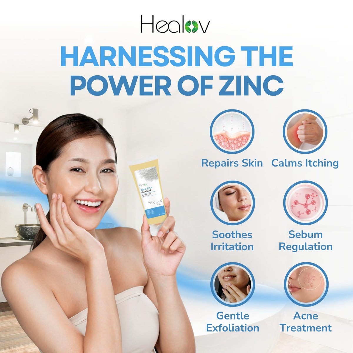 Zinc Face Wash & Body Cleanser – Calming Skin Therapy for Acne, Rosacea, Eczema, Psoriasis, Itching | Exfoliating Zinc Soap for All Skin Types - görsel 3