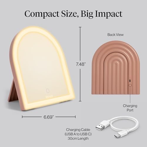 Kitsch Arch Desk Vanity Mirror with Lights - LED Makeup Mirror, Touch Sensor Dimmable, Rechargeable, Terracotta Avelisse