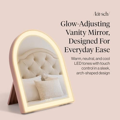 Kitsch Arch Desk Vanity Mirror with Lights - LED Makeup Mirror, Touch Sensor Dimmable, Rechargeable, Terracotta Avelisse
