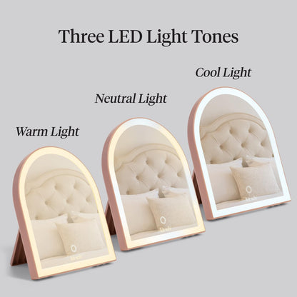 Kitsch Arch Desk Vanity Mirror with Lights - LED Makeup Mirror, Touch Sensor Dimmable, Rechargeable, Terracotta Avelisse