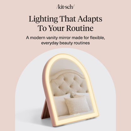 Kitsch Arch Desk Vanity Mirror with Lights - LED Makeup Mirror, Touch Sensor Dimmable, Rechargeable, Terracotta Avelisse