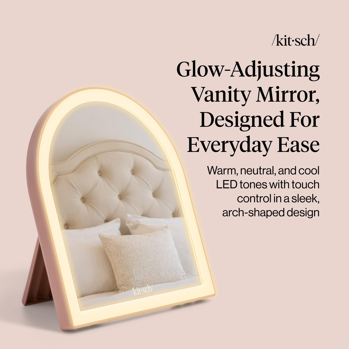 Kitsch Arch Desk Vanity Mirror with Lights - LED Makeup Mirror, Touch Sensor Dimmable, Rechargeable, Terracotta Avelisse