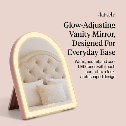 Kitsch Arch Desk Vanity Mirror with Lights - LED Makeup Mirror, Touch Sensor Dimmable, Rechargeable, Terracotta Avelisse
