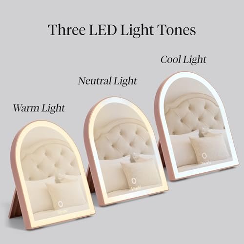 Kitsch Arch Desk Vanity Mirror with Lights - LED Makeup Mirror, Touch Sensor Dimmable, Rechargeable, Terracotta Avelisse
