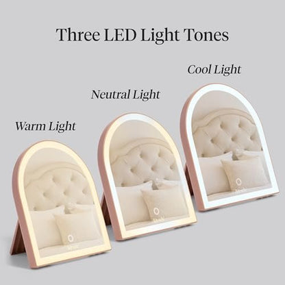 Kitsch Arch Desk Vanity Mirror with Lights - LED Makeup Mirror, Touch Sensor Dimmable, Rechargeable, Terracotta Avelisse