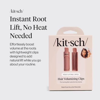 Kitsch Volumizing Hair Clips for Styling - 2-Pack Terracotta Hair Rollers for Volume & Frizz-Free Curls