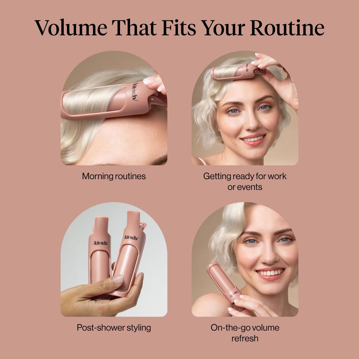 Kitsch Volumizing Hair Clips for Styling - 2-Pack Terracotta Hair Rollers for Volume & Frizz-Free Curls - görsel 13