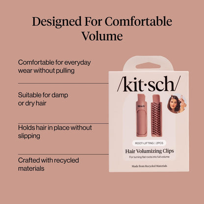 Kitsch Volumizing Hair Clips for Styling - 2-Pack Terracotta Hair Rollers for Volume & Frizz-Free Curls