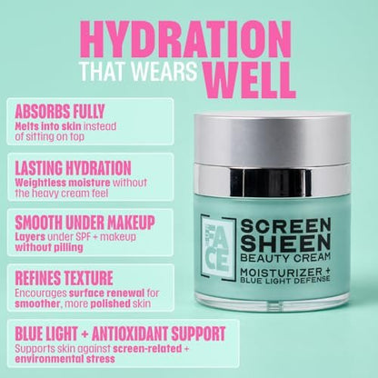 SurFACE Face Moisturizer with Microalgae, Retinol, Squalane – Hydrating Blue Light Defense Cream, 1.7 oz