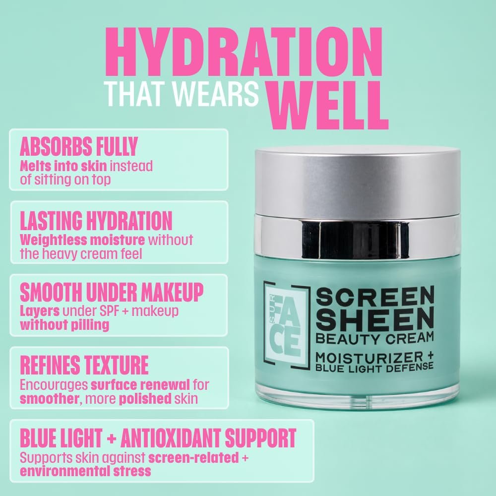 SurFACE Face Moisturizer with Microalgae, Retinol, Squalane – Hydrating Blue Light Defense Cream, 1.7 oz - görsel 3