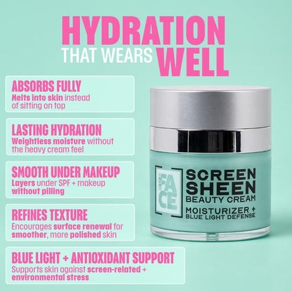 SurFACE Face Moisturizer with Microalgae, Retinol, Squalane – Hydrating Blue Light Defense Cream, 1.7 oz