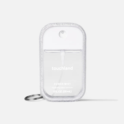 Touchland Protective Silicone Case with Keyring – Frosted Sparkle – Compatible with 1 FL OZ Hand Sanitizer