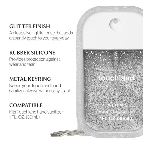 Touchland Protective Silicone Case with Keyring – Frosted Sparkle – Compatible with 1 FL OZ Hand Sanitizer - görsel 10