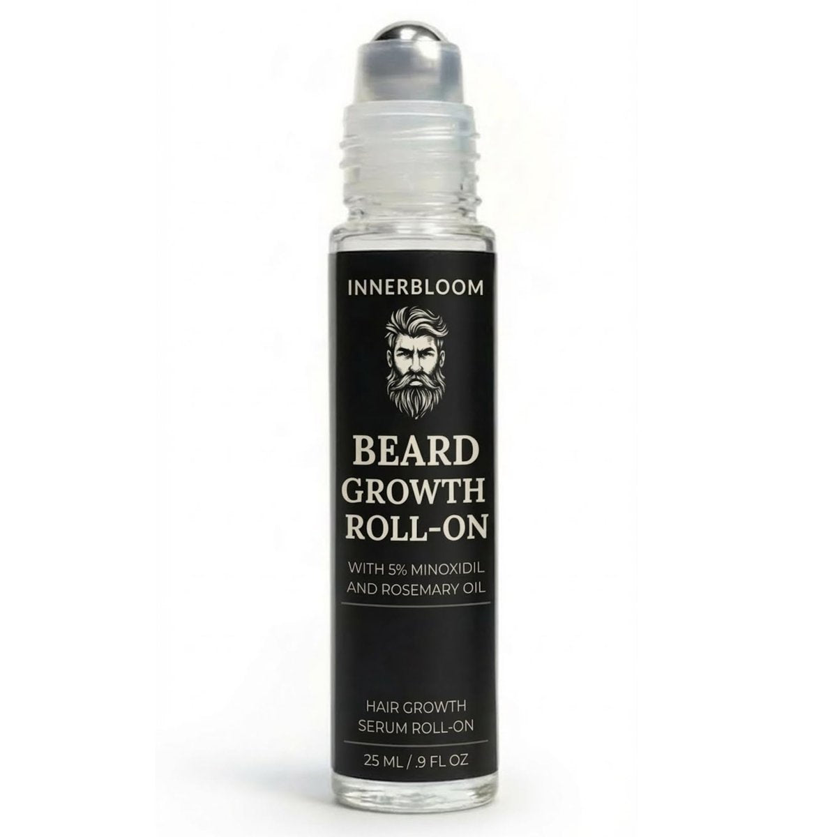 Innerbloom Minoxidil 5% Beard Growth Roll-On with Rosemary Oil – Ultra Portable Beard Roller for Men Avelisse