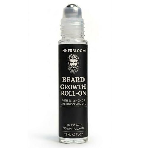 Innerbloom Minoxidil 5% Beard Growth Roll-On with Rosemary Oil – Ultra Portable Beard Roller for Men Avelisse
