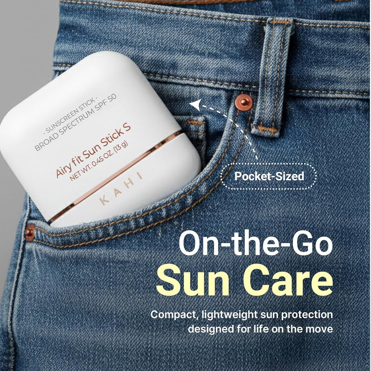 KAHI Airy Fit Sun Stick S - SPF 50+ Triple Functional Broad Spectrum Face Sunscreen Stick - Waterproof, Sweatproof & Sandproof - Ultra-Lightweight & Non-Greasy Sun Shield - Korean Skin Care 0.45 oz Avelisse