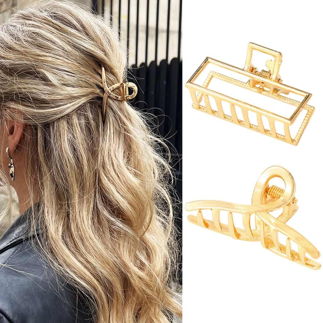 CAKURE Gold Hair Clips Mini Claw Clips for Thin Hair - Pack of 2 Women's Hair Accessories - görsel 1