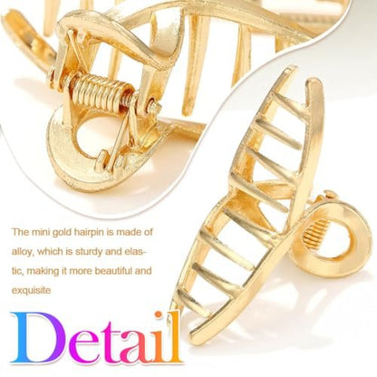 CAKURE Gold Hair Clips Mini Claw Clips for Thin Hair - Pack of 2 Women's Hair Accessories