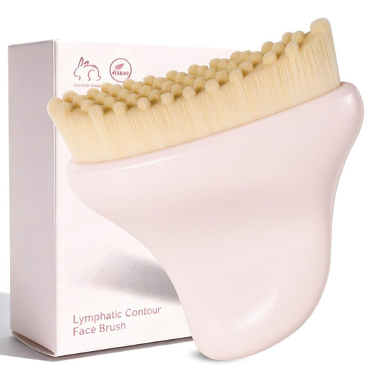 BEAUTYFACTOR Lymphatic Contour Face Brush for Sculpting & De-Puffing - Pink