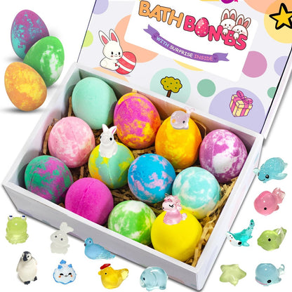Easter Bath Bombs for Kids with Surprise Toys Inside – 12 Pack Fizzy Dinosaur Egg Bath Bombs, Easter Basket Stuffers for Boys & Girls Avelisse