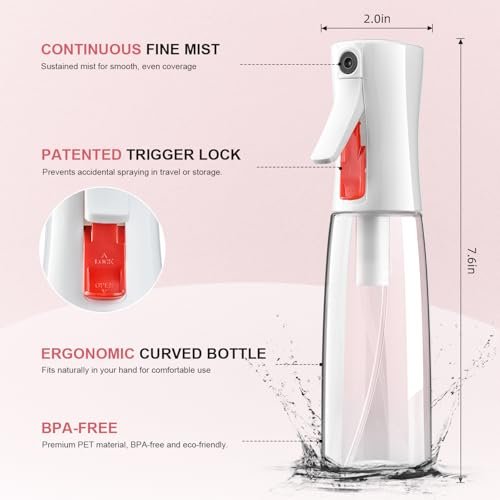 Bepkac Continuous Spray Bottle for Hair – Fine Mist Water Mister, Empty Spray Bottles (2-Pack, 6.1 OZ) for Styling, Cleaning, Plants, Barbers & Salons - görsel 14