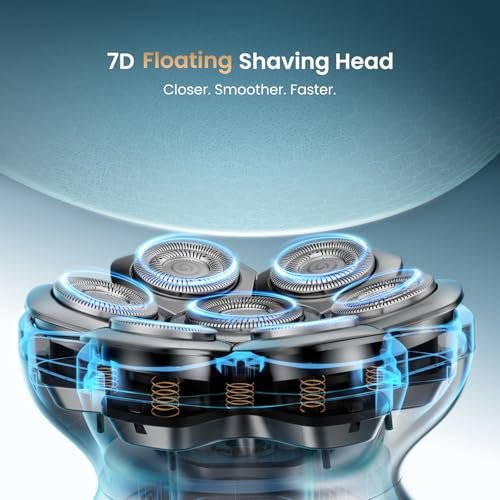 MAXGROOM® PRO 7D Head Shaver for Bald Men - Electric Head Razor with 7D Flexible Blades, IPX6 Waterproof, LED Display, 2 Speed Settings, Long Battery Life, Cooling Design, Premium Gifts for Men Avelisse