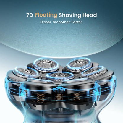 MAXGROOM® PRO 7D Head Shaver for Bald Men - Electric Head Razor with 7D Flexible Blades, IPX6 Waterproof, LED Display, 2 Speed Settings, Long Battery Life, Cooling Design, Premium Gifts for Men Avelisse
