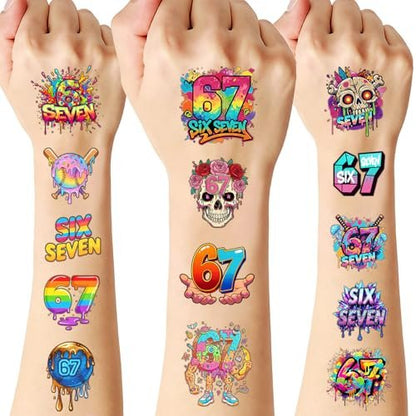 180-Piece 6 & 7 Birthday Temporary Tattoos – Drip Baseball & Ice Cream Party Decorations for Kids and Adults