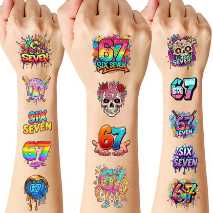 180-Piece 6 & 7 Birthday Temporary Tattoos – Drip Baseball & Ice Cream Party Decorations for Kids and Adults