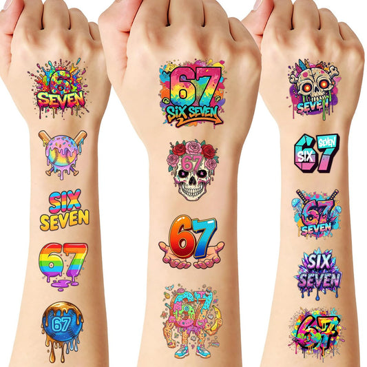 180-Piece 6 & 7 Birthday Temporary Tattoos – Drip Baseball & Ice Cream Party Decorations for Kids and Adults
