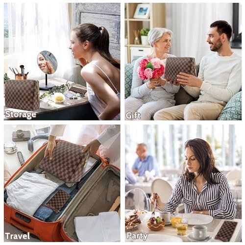 2 Pack Brown Leather Makeup Bag Set for Women - Large Cosmetic Case & Small Zipper Pouch, Water-Resistant Travel Toiletry Organizer Avelisse