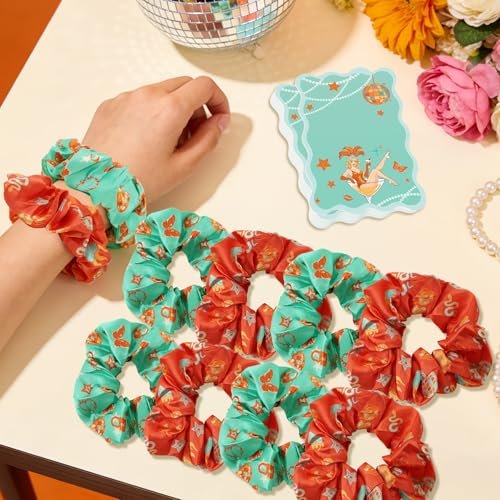 READIGO Showgirl Party Decorations - 12 PCS Orange & Teal Satin Hair Scrunchies with Cards for Birthday, Bachelorette, Girls Night Favors - görsel 14