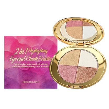 Bekoeen Eye & Cheek Palette - 4-in-1 Eyeshadow, Highlighter & Contour Makeup Palette for Natural Glow Avelisse
