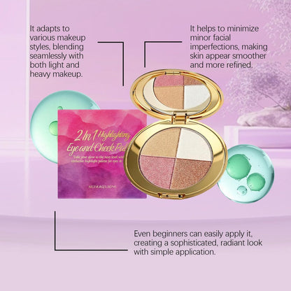 Bekoeen Eye & Cheek Palette - 4-in-1 Eyeshadow, Highlighter & Contour Makeup Palette for Natural Glow Avelisse