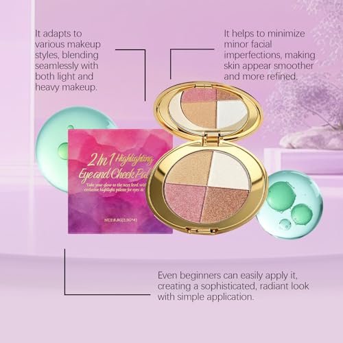 Bekoeen Eye & Cheek Palette - 4-in-1 Eyeshadow, Highlighter & Contour Makeup Palette for Natural Glow Avelisse