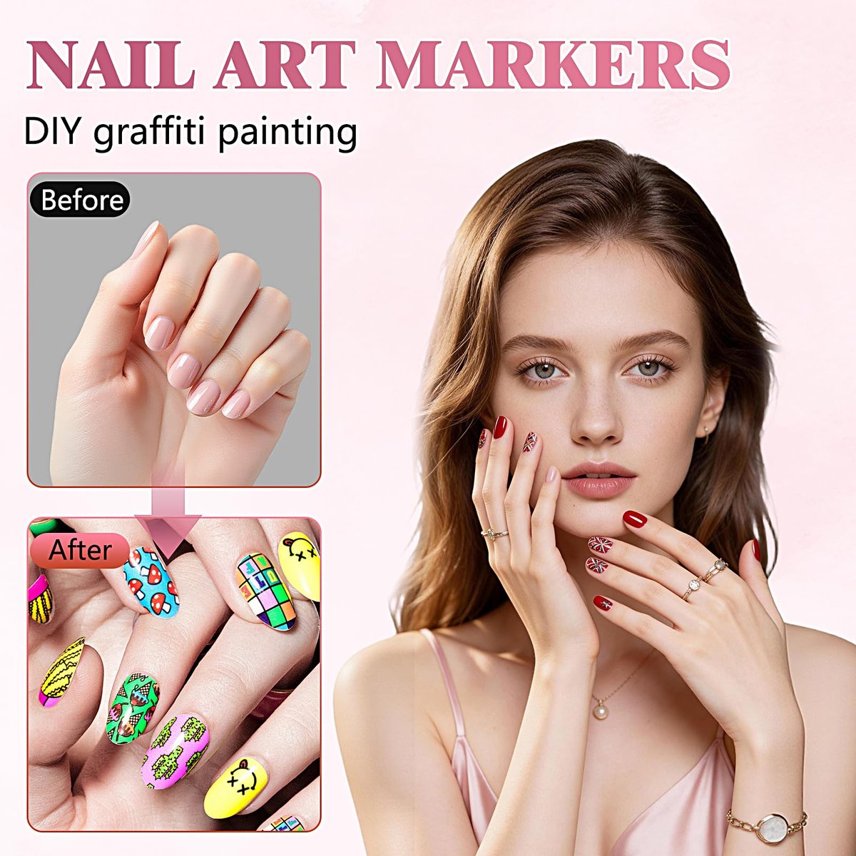 12 Colors Nail Art Pens - 0.5mm Fine Tip 3D Acrylic Polish Pen Set, Waterproof Quick-Drying Dotting Graffiti Drawing Liner Brush, DIY Nail Art Design Manicure Tools for Beginners Women Home Salon - görsel 5