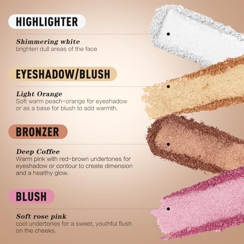 NUNUDA 4-in-1 Eyes & Cheeks Makeup Palette – Eyeshadow, Blush, Highlighter & Bronzer with Smooth Velvet Texture, Travel-Friendly Full Face Makeup Kit, Perfect Gift for Women Avelisse